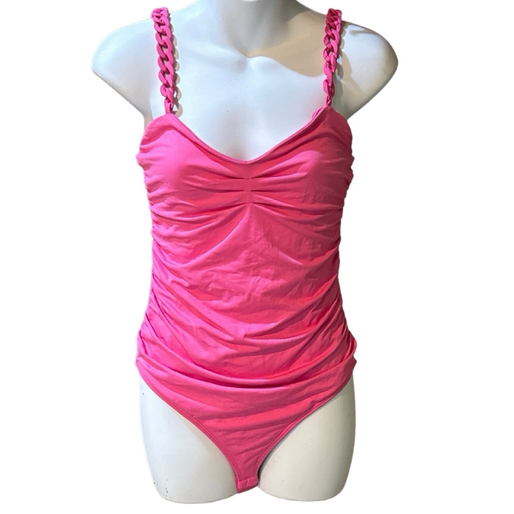Studio F Chain Strap Ruched Bodysuit - Picture 2 of 16